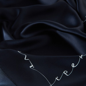 Navy Signature Silk Twill Scarf - Thumbnail