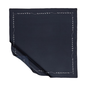 Navy Signature Silk Twill Scarf - Thumbnail