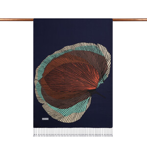 ipekevi - Navy Silk Tree Print Silk Scarf (1)