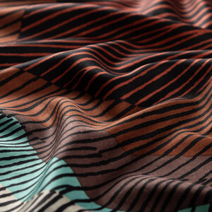 Navy Silk Tree Print Silk Scarf - Thumbnail