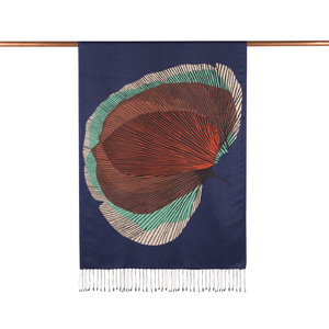 ipekevi - Navy Silk Tree Print Silk Scarf (1)