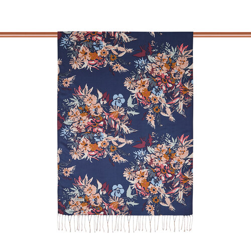 Navy Spring Breeze Print Modal Silk Scarf