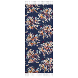 Navy Spring Breeze Print Modal Silk Scarf - Thumbnail