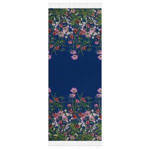 Navy Spring Cascade Print Silk Scarf - Thumbnail