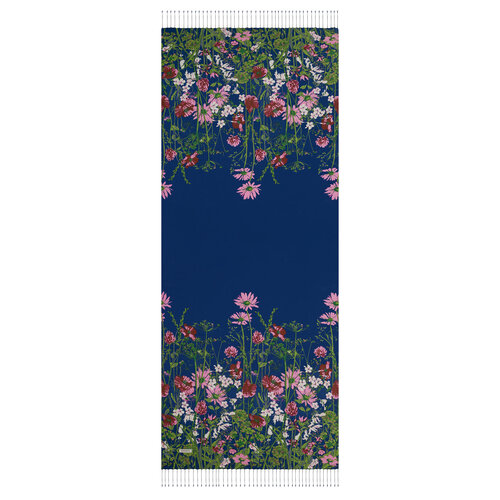 Navy Spring Cascade Print Silk Scarf