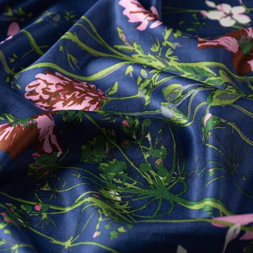 Navy Spring Cascade Print Silk Scarf