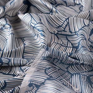 Navy Tree Bark Print Silk Scarf - Thumbnail