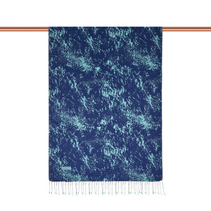 ipekevi - Navy Turquoise Marble Print Silk Scarf (1)