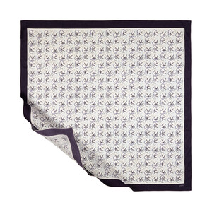 Navy Typo Monogram Cotton Scarf - Thumbnail
