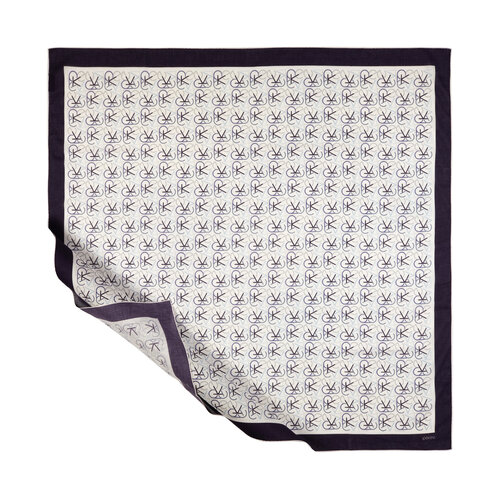 Navy Typo Monogram Cotton Scarf