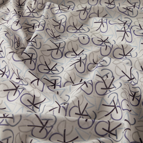 Navy Typo Monogram Cotton Scarf