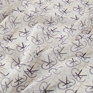 Navy Typo Monogram Cotton Silk Scarf - Thumbnail