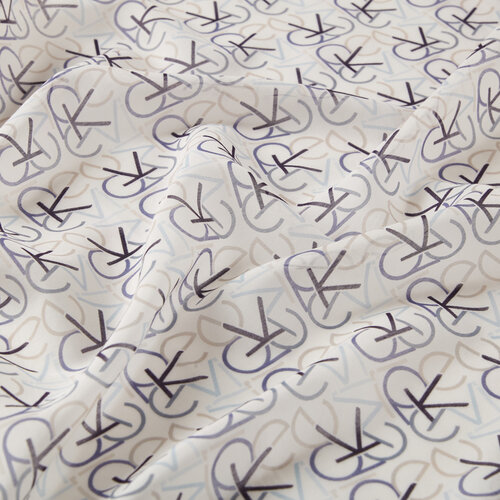 Navy Typo Monogram Cotton Silk Scarf