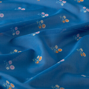 Navy Vintage Wall Cotton Scarf - Thumbnail