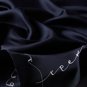 ipekevi - Navy White Signature Silk Twill Scarf (1)