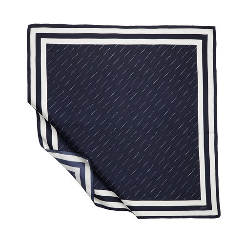 Navy White Signature Silk Twill Scarf