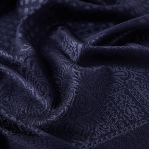 Navy Wool Silk Scarf