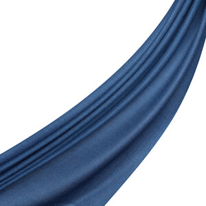 Navy Wool Silk Scarf - Thumbnail