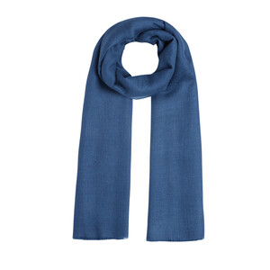 Navy Wool Silk Scarf - Thumbnail