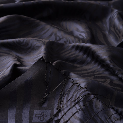 Navy Zebra Jacquard Silk Scarf