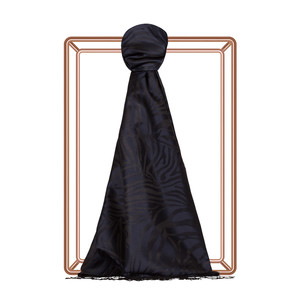 Navy Zebra Jacquard Silk Scarf - Thumbnail