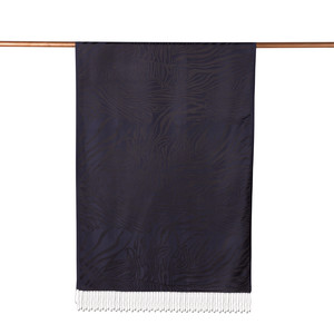 Navy Zebra Jacquard Silk Scarf - Thumbnail