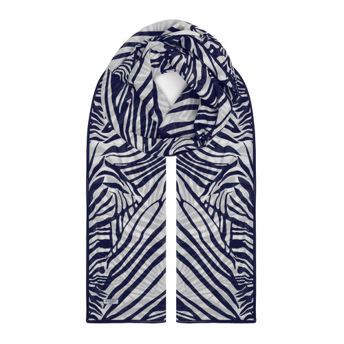Navy Zebra Print Cotton Scarf