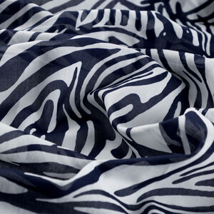 Navy Zebra Print Cotton Scarf - Thumbnail