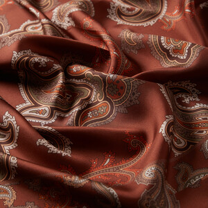 ipekevi - New Copper Patchwork Patterned Twill Silk Scarf (1)