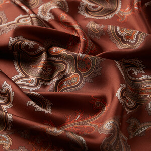 ipekevi - New Copper Patchwork Patterned Twill Silk Scarf (1)