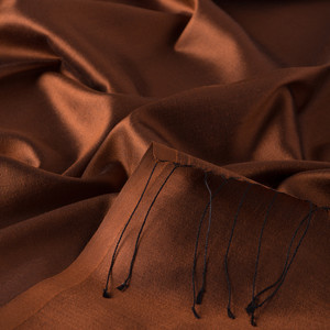 New Copper Plain Silk Scarf - Thumbnail