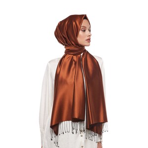 New Copper Reversible Silk Scarf - Thumbnail