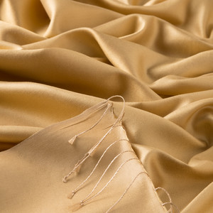 New Gold Reversible Silk Scarf - Thumbnail