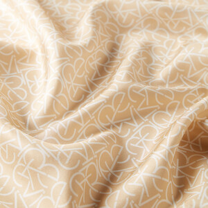 New Gold Typo Monogram Silk Twill Scarf - Thumbnail