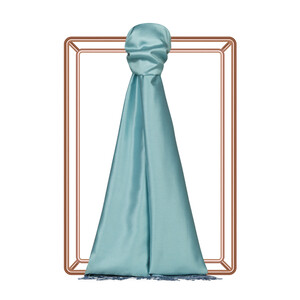 New Water Green Reversible Silk Scarf - Thumbnail