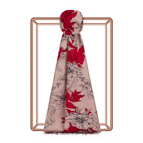 Nude Azalea Print Silk Scarf