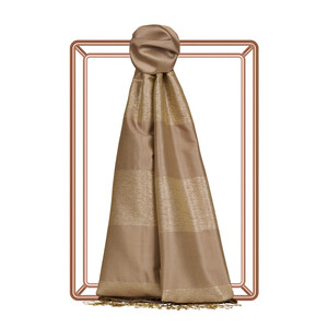 Nude Block Lurex Striped Silk Scarf - Thumbnail