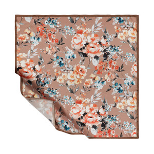 Nude Blooming Garden Print Silk Twill Scarf - Thumbnail