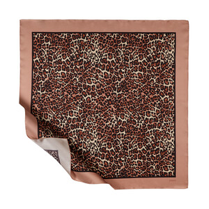 Nude Cheetah Print Silk Twill Scarf - Thumbnail