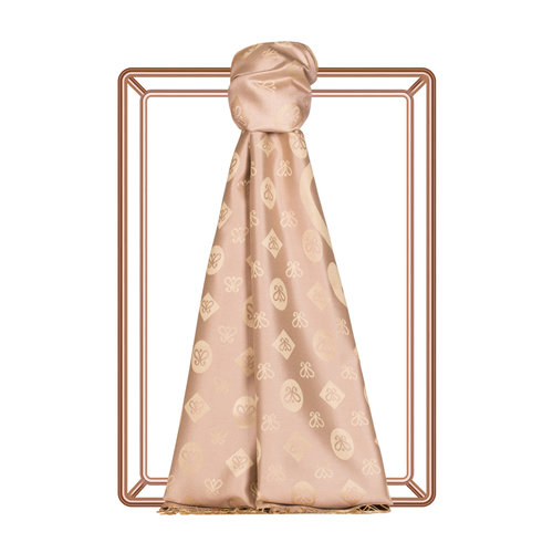 Nude Monogram Print Silk Scarf