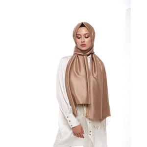 Nude Plain Silk Scarf - Thumbnail