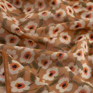 Nude Spring Flowers Cotton Scarf - Thumbnail