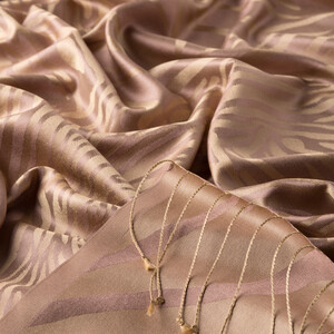 Nude Zebra Jacquard Silk Scarf - Thumbnail