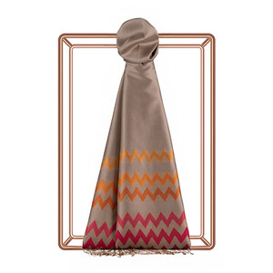 Nude Zigzag Silk Scarf - Thumbnail