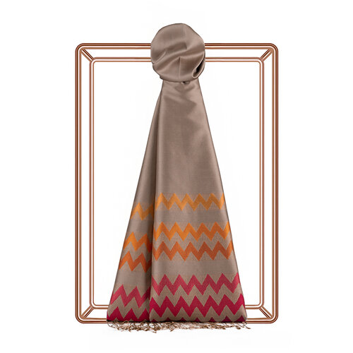 Nude Zigzag Silk Scarf