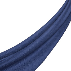 Ocean Blue Herringbone Patterned Wool Scarf - Thumbnail