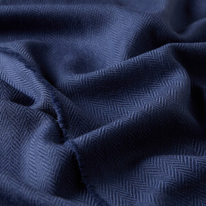 ipekevi - Ocean Blue Herringbone Patterned Wool Scarf (1)