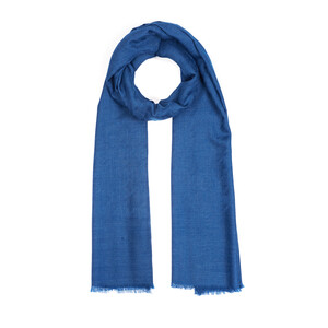 ipekevi - Ocean Blue Houndstooth Patterned Wool Silk Scarf (1)