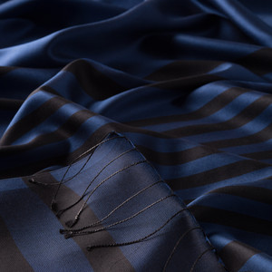 Ocean Blue Meridian Striped Silk Scarf - Thumbnail