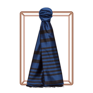 Ocean Blue Meridian Striped Silk Scarf - Thumbnail
